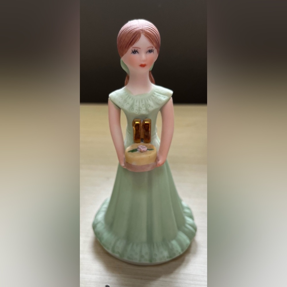 Enesco Mint Green Doll with Gold Accents